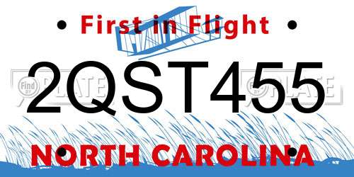 2QST455 North Carolina License Plate
