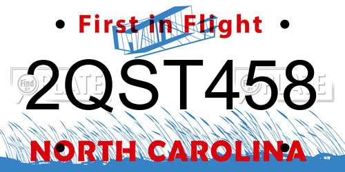 2QST458 North Carolina License Plate
