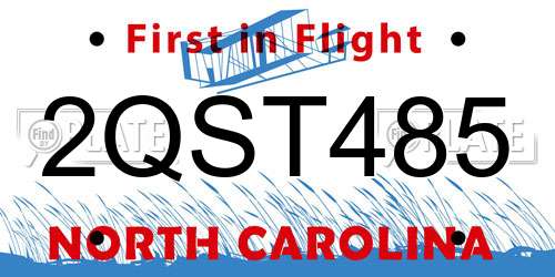 2QST485 North Carolina License Plate