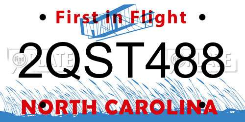 2QST488 North Carolina License Plate