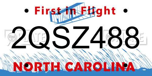 2QSZ488 North Carolina License Plate