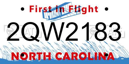 2QW2183 North Carolina License Plate