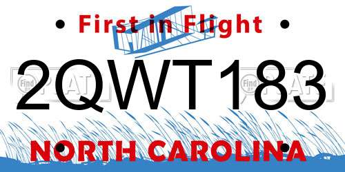 2QWT183 North Carolina License Plate
