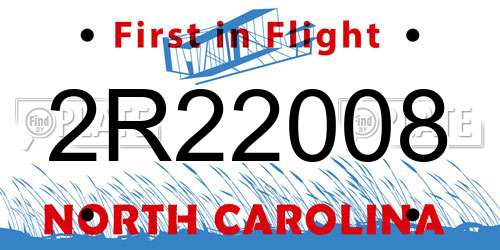 2R22008 North Carolina License Plate