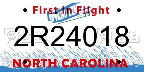 2R24018 North Carolina License Plate