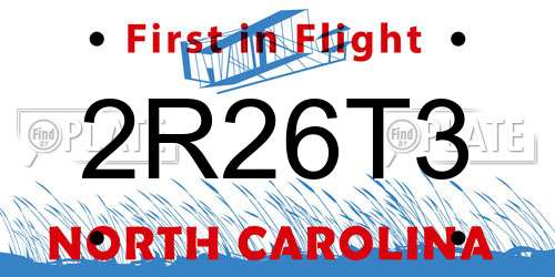 2R26T3 North Carolina License Plate