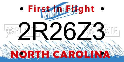 2R26Z3 North Carolina License Plate