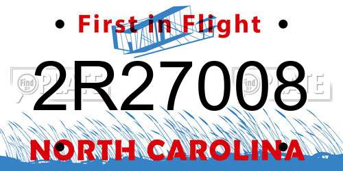 2R27008 North Carolina License Plate