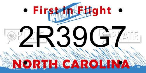 2R39G7 North Carolina License Plate