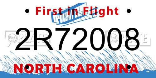 2R72008 North Carolina License Plate