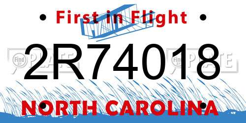 2R74018 North Carolina License Plate