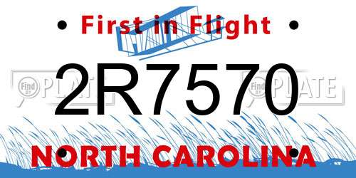 2R7570 North Carolina License Plate