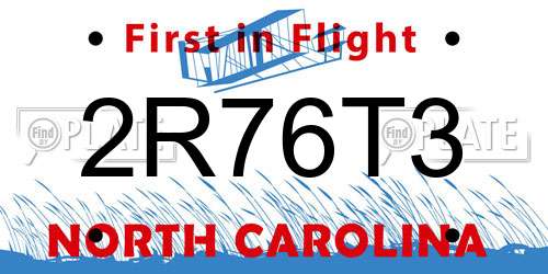 2R76T3 North Carolina License Plate