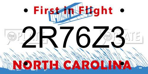 2R76Z3 North Carolina License Plate