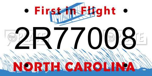 2R77008 North Carolina License Plate