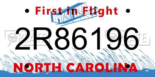 2R86196 North Carolina License Plate