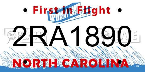 2RA1890 North Carolina License Plate