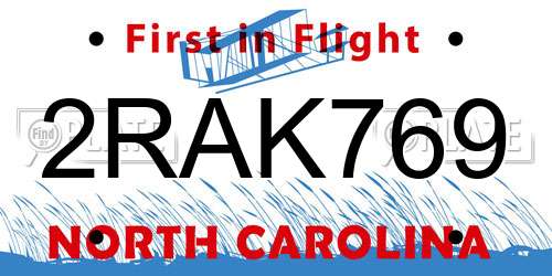 2RAK769 North Carolina License Plate