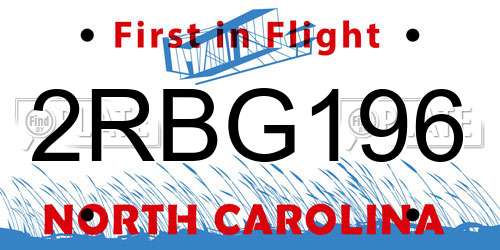 2RBG196 North Carolina License Plate
