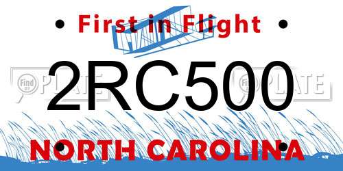 2RC500 North Carolina License Plate
