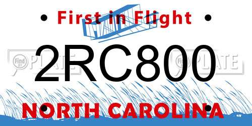 2RC800 North Carolina License Plate