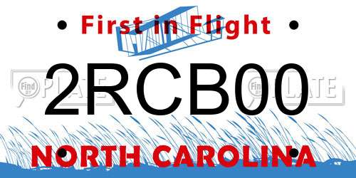 2RCB00 North Carolina License Plate