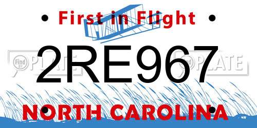 2RE967 North Carolina License Plate