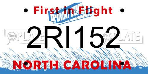 2RI152 North Carolina License Plate
