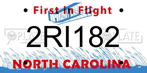 2RI182 North Carolina License Plate