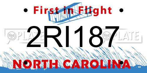 2RI187 North Carolina License Plate
