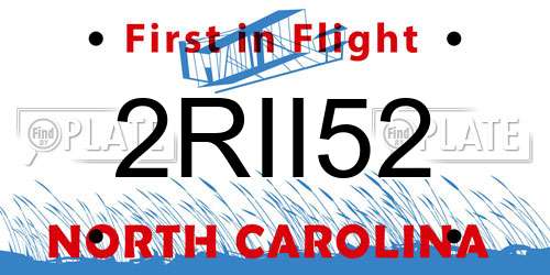 2RII52 North Carolina License Plate