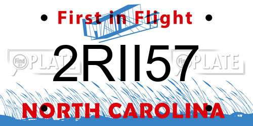 2RII57 North Carolina License Plate