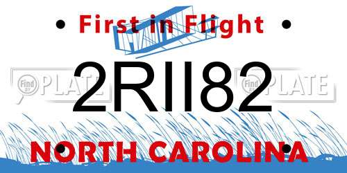 2RII82 North Carolina License Plate