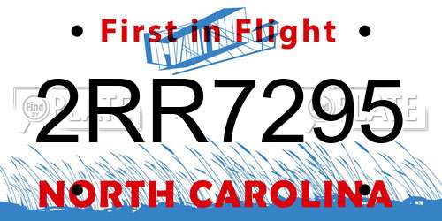 2RR7295 North Carolina License Plate