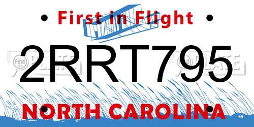 2RRT795 North Carolina License Plate
