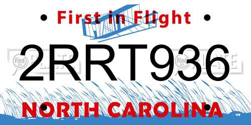 2RRT936 North Carolina License Plate