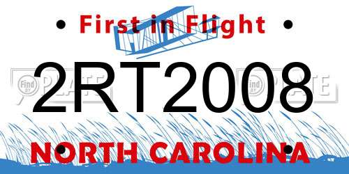 2RT2008 North Carolina License Plate