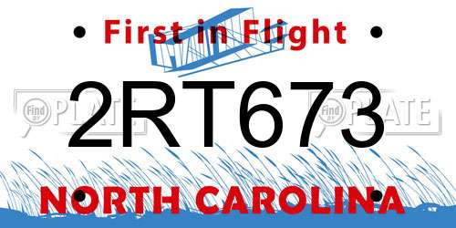2RT673 North Carolina License Plate