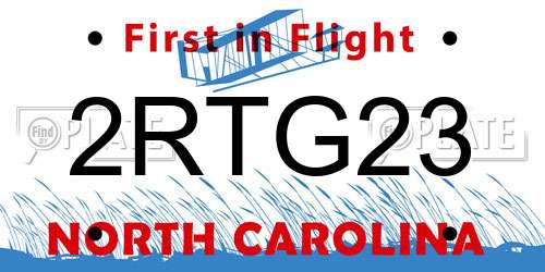 2RTG23 North Carolina License Plate