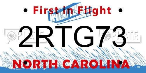 2RTG73 North Carolina License Plate