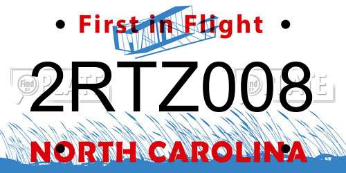 2RTZ008 North Carolina License Plate