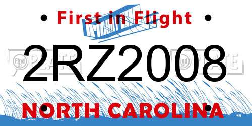2RZ2008 North Carolina License Plate