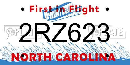 2RZ623 North Carolina License Plate