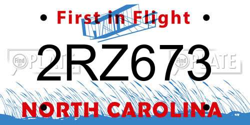 2RZ673 North Carolina License Plate