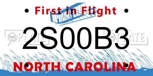 2S00B3 North Carolina License Plate