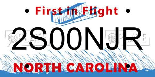 2S00NJR North Carolina License Plate