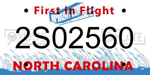 2S02560 North Carolina License Plate