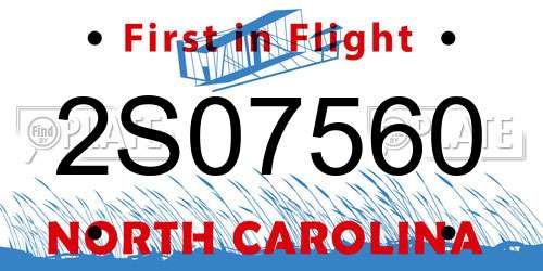 2S07560 North Carolina License Plate