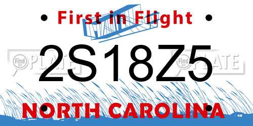 2S18Z5 North Carolina License Plate