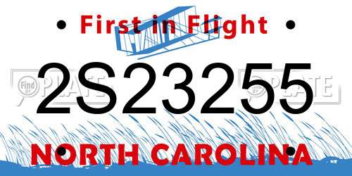 2S23255 North Carolina License Plate